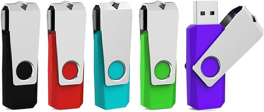 Aiibe 5 Pack 64GB USB 3.0 Flash Drive 64GB USB 3.0 Drive 5 Pack Thumb Drive Memory Stick USB Stick 64GB (5 Mixed Colors: Black Red Cyan Green Purple)