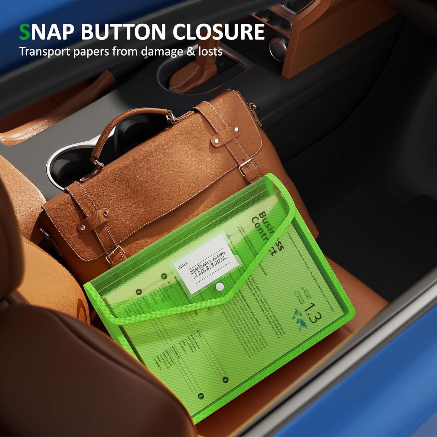 ThinkTex Plastic Expanding File Folder, Transparent envelopes with Snap Closure,No Dividers,Large Capacity,Document Organizer for Receipts, Bills&Taxes,Letter/A4 Size for School/Office/Home-3 Pack