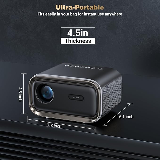 Projector with WiFi and Bluetooth: [Auto Focus/Keystone] - NICPOW Full HD 1080P 4K Supported Portable Bluetooth Projector for Gaming Devices and Phones - Ideal for Indoor Outdoor Use - Grey