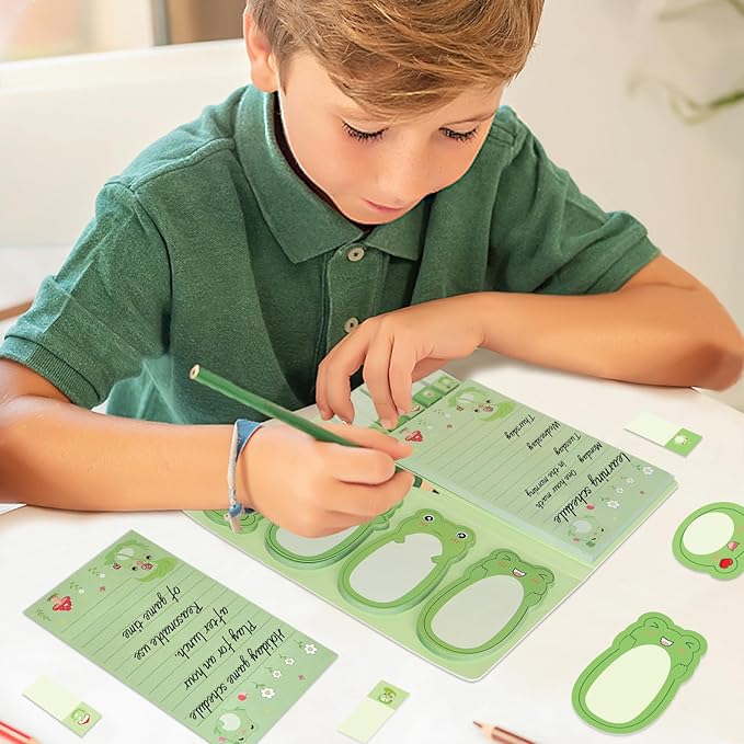 I Just Really Like Frogs Sticky Notes Set, Cute Sticky Notepads Cartoon Frogs Self-Stick Notes Pads Animal Sticky Notes Divider Tabs Writing Memo Pads for Frog Lovers Office School Supplies