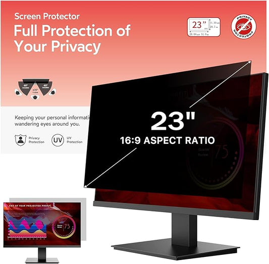 BERSEM 23 Inch Monitor Computer Privacy Screen Filter for 16:9 Ratio Removable Monitor Anti Glare & Privacy Filters for 23 Inch, Anti Blue Light, Anti-Spy, Anti-Scratch, UV-Blocking