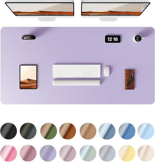 YSAGi Leather Desk Protector, Office Mat, Large Mouse Mat, Non-Slip PU Leather Blotter, Laptop Desk Pad, Waterproof Writing Pad for Office and Home (Light Purple, 47.2" x 23.6")