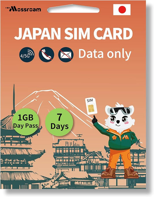 Japan SIM Card – Prepaid Data Plans | 1GB Daily,7 Days | High-Speed 4/5G LTE | No Daily Restrictions | Perfect for Tourists & Business Travelers