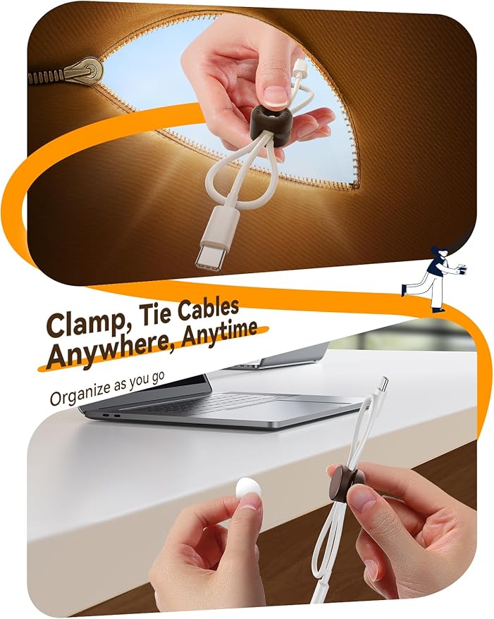 8Pack Cord Organizer JOYROOM Silicone Cable Clips [1s Side-Snap Lock] Desktop Cable Management, Adhesive Phone Charger Wire Keeper for Nightstand Office Workspaces Desk Organization Home Accessories