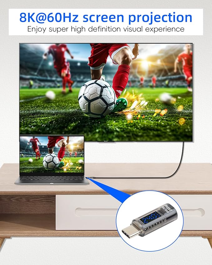 USB C Male to USB C Female Adapter，240W TYPE C Converter,with LED Display,40 Gbps Data Transmission，Suitable for Laptops, Desktop Computers, Mobile Phones, Tablets, And Other Devices(2Pcak)