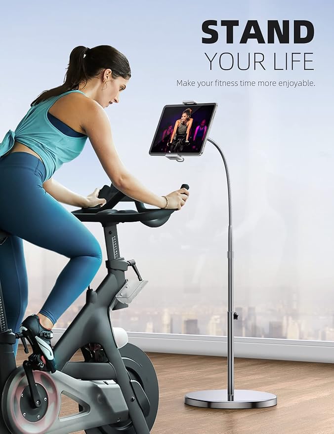 Lamicall Tablet Floor Stand Gooseneck - Swivel Tablet Holder Mount with Adjustable Height & 10.6lb Stable Base, for iPad mini Air Pro 12.9/9.7, Tab, Kindle, iPhone Air 17 Pro Max, Phones (4.7-13")