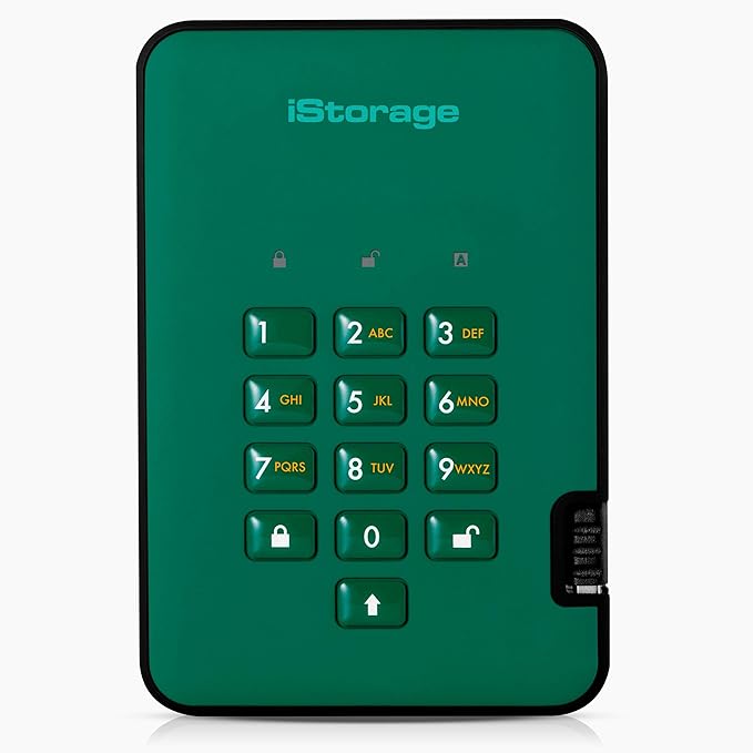 iStorage diskAshur2 SSD 512GB Green | Secure portable solid state drive | Password protected | Dust & water resistant | Hardware Encryption
