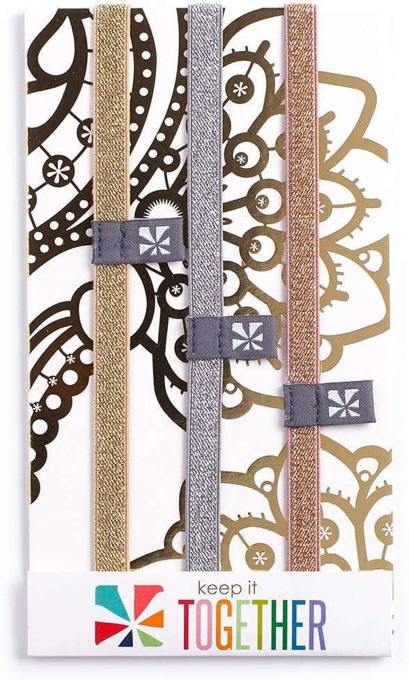Erin Condren Designer Accessories - Metallic Elastic Band Trio - 3 Pack - Each Band Measures 7.25" x .5", Great Way to Glam Up Your Planner or Notebook