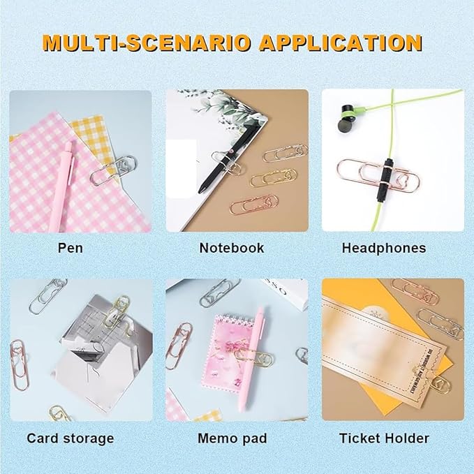 6Pcs 3 Colors Heart Pen Clip Metal Pencil Clips Multifunctional Rose Gold Silver Carbon Steel Paperclip, Paper Clips Pen Holder for Notebook Book Journal Office School Accessories (12Pcs)