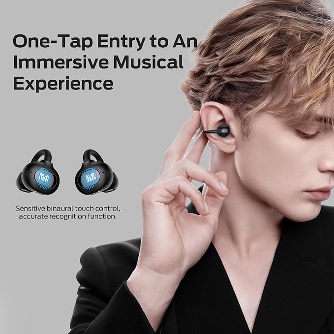 Monster Open Ear AC339 Earbuds, Bluetooth 6.0 Earphones Stereo Sound, Open Ear Clip Wireless Earbuds 40 Hours Playback, with Smart Digital Display Design, Touch Control, IPX6 Waterproof