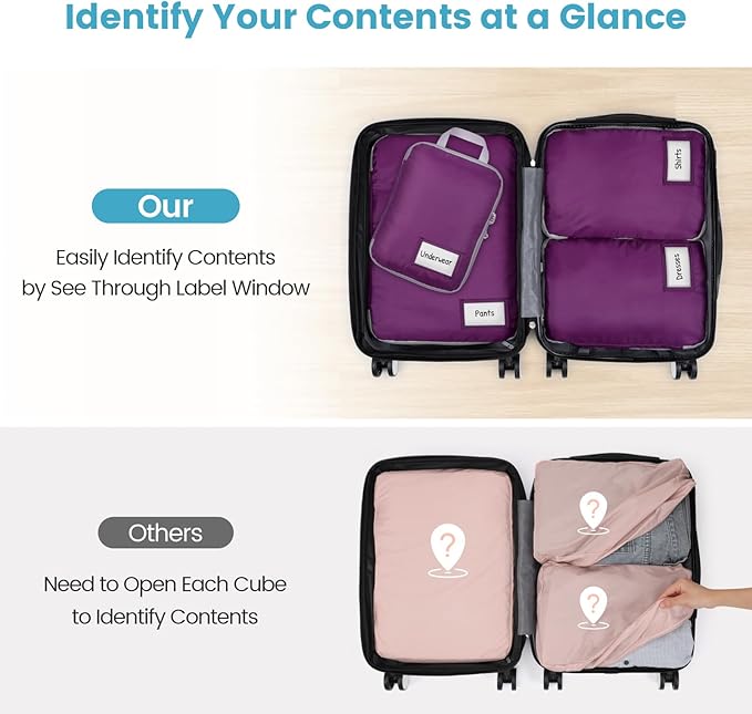 Cambond Compression Packing Cubes for Travel Women - Travel Bags Luggage Organizers Travel Essentials Compression Cubes for Travel Carry on Suitcases Organizer