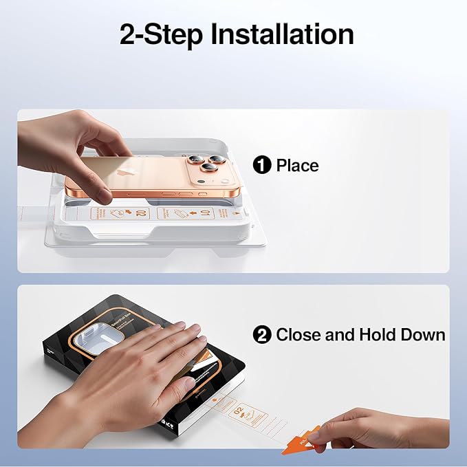 SMARTDEVIL 2 Pack Screen Protector for iPhone 17 Pro, Bubble-and-Dust-Free Box, HD Tempered Glass, Military Grade Shatterproof & Ultra Durable, Easy Installation