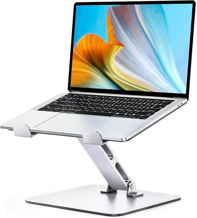 Adjustable Ergonomic Laptop Stand for Desk, Foldable Computer Stand, Stable Aluminum Lectern Notebook Riser & Portable Laptop Holder Mount Compatible with 10-16" MacBook Pro/Air, Dell, HP