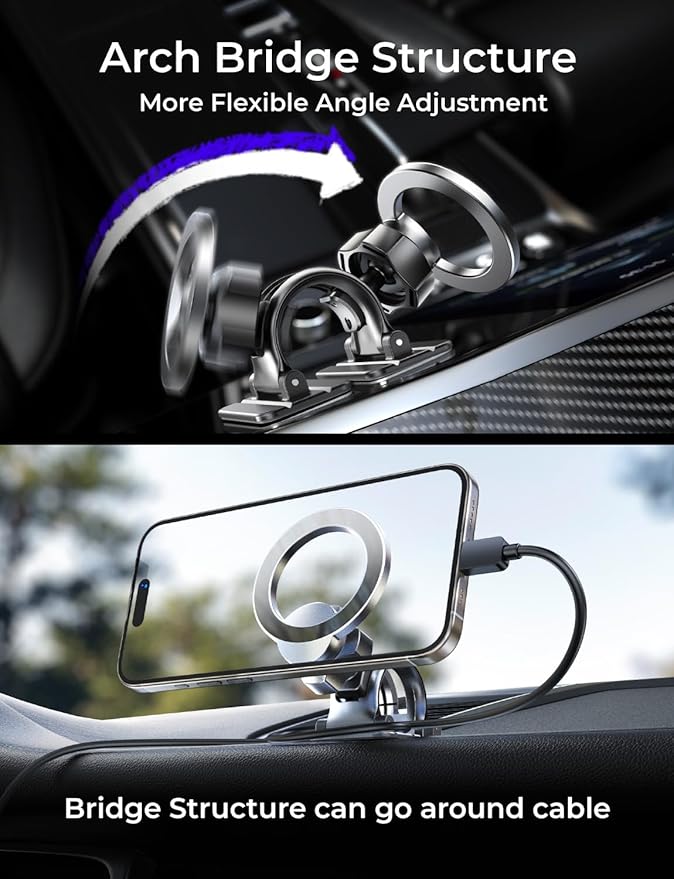 LISEN for MagSafe Car Mount, Magnetic Phone Holder, 360 Hands Free Vent iPhone Magnetic Car Mount, Magnet Phone Holder with Dashboard Pads & Mats for iPhone 17 16 15 14 13 12 Pro Max Plus Mini,Red