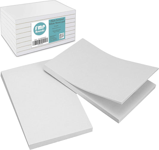 FMP Brands 10 Pack Note Pads 4x6, 100 Sheets Per Memo Pad, Writing Scratch Pad, Blank Notepad, White Waitress Server Note Pads, Paper Pad, To Do Grocery List Small Notepads