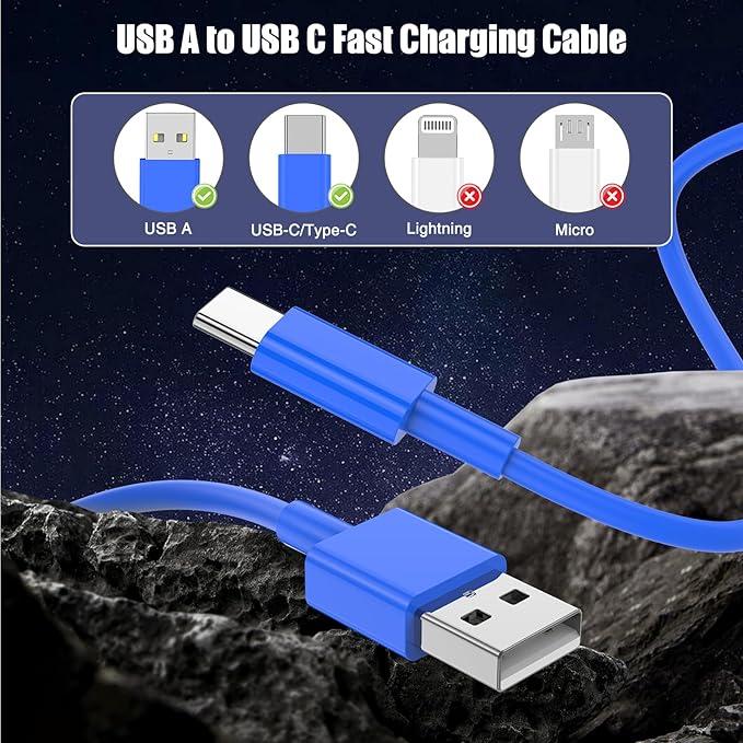 3-Pack Blue [3.3FT+3.3FT+6FT] USB A to USB C Cable，USB to USB C Car Carplay Cable for iPhone 16 15 Pro Plus Pro Max，for iPad Pro/Air/Mini，for Samsung S24/S23/S22，for MacBook Pro/Air and More