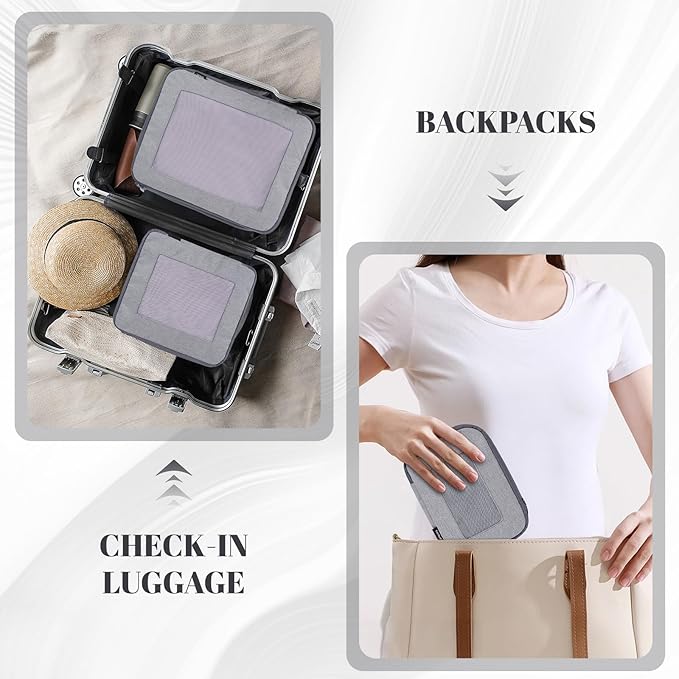 Compression Packing Cubes for Travel, 4-Pack Luggage Organizer Bags with Double Zipper, Breathable Mesh & Nylon Twill, Grey Suitcase Organizers for Efficient Packing