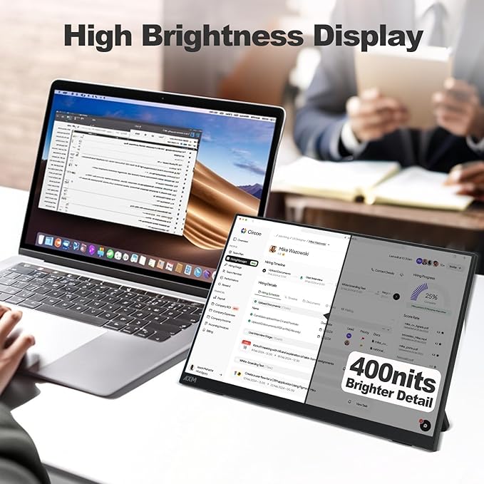 AXM 16" 2.5K Portable Monitor 2.5k QHD IPS 120Hz Adaptive Sync HDR Flicker-Free 400 Nits 100% DCI-P3 USB-C HDMI Gaming & Travel for Laptop Compatible with Windows, MacBook, Phone, Switch, Xbox PS4/5