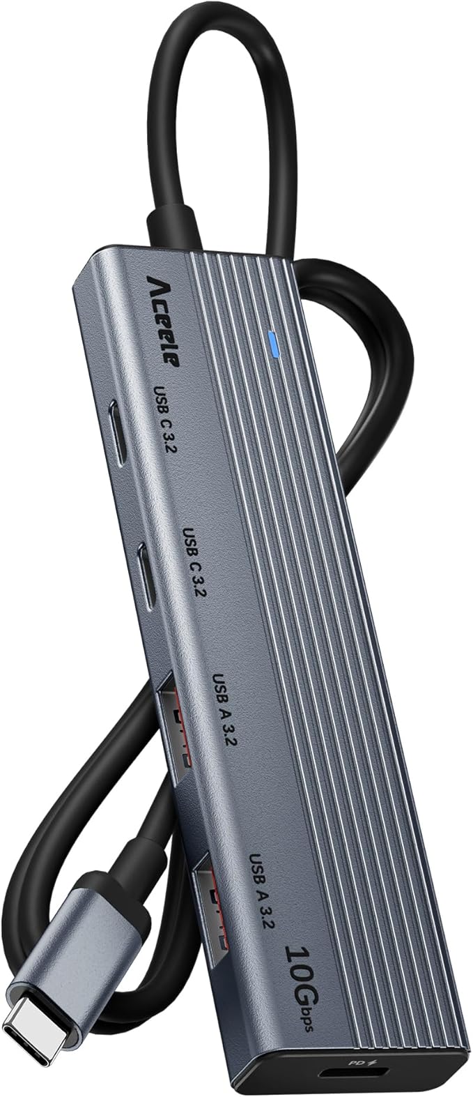 Aceele 10Gbps USB C Hub Splitter with 2*USB-A 3.2 & 2*USB-C 3.2, 100W PD Charging Port, USBC to USB A Hub Multiport Adapter for MacBook Pro, iMac, iPad and More(Not Support Extend Monitor)