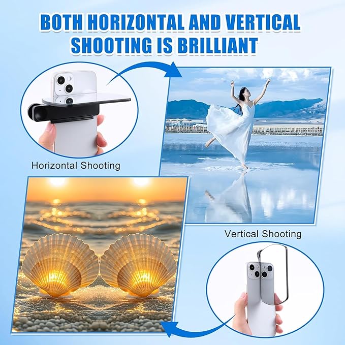 Weseecase Mirror Reflection Camera Clip Kit for Smartphone, Adjustable Selfie Reflector, 2025 Model (White)