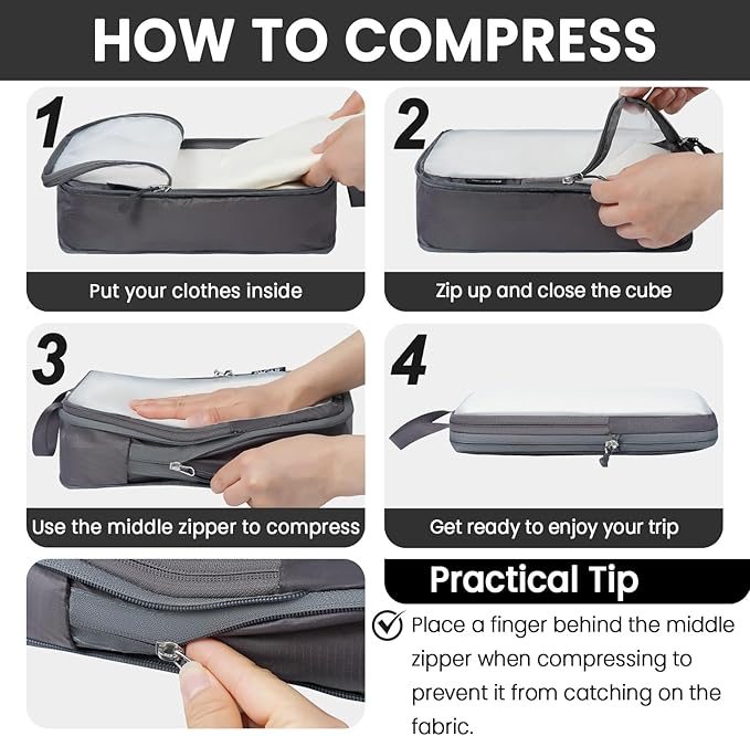 BAGAIL 6 Set Ultralight Compression Packing Cubes Packing Organizer for Travel Accessories Luggage Suitcase Backpack