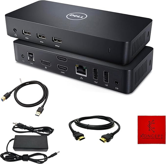 Dell D3100 Dock USB 3.0 Ultra HD/4K Triple Display Docking Station Dual Monitor with 65W, HDMI & USB 3.0 Cable