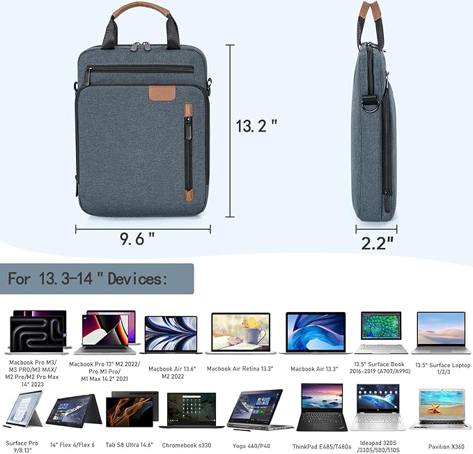 13.3-14 Inch Laptop Sleeve Bag, Padded Carrying Case for MacBook Pro M3/M2 14" /13", MacBook Air 13.6" M3/M2 2024/2022, Surface Pro AI PC/9/8 13",Protective Bag with Accessory Pocket, Blue