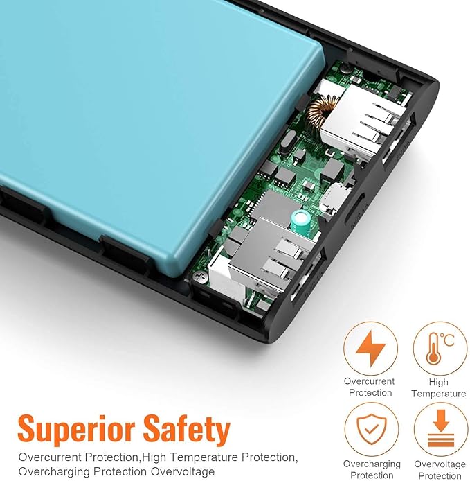 AONIMI [2 Pack] Portable Charger Power Bank 10000mAh,Ultra Slim Portable Phone Charger with Dual USB Outputs,Backup External Battery Pack Compatible with iPhone 15/14/13/12,Samsung etc-Black+Black