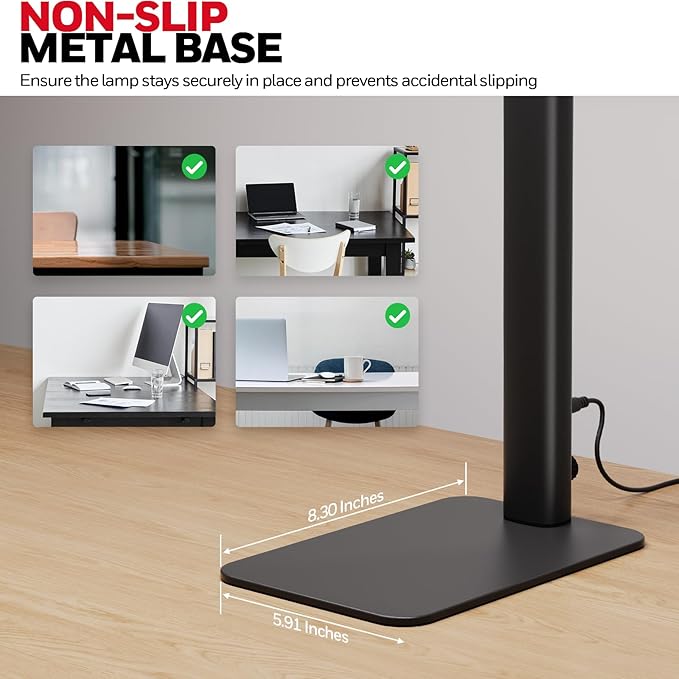 Honeywell LED Desk Lamp with Base - HJ1BK Sunturalux Eye-Caring Architect Desk Lamp for Home Office, 1200LM Computer Desk Light 4 Color Modes Stepless Dimming Task Desk Light with Timer Function Black
