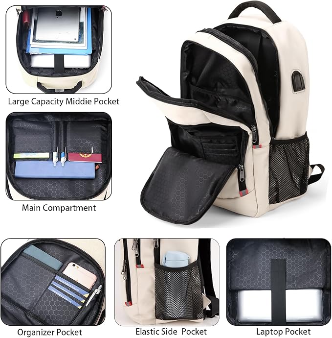 Laptop Backpack for Men, Large Anti-Theft Business Travel Backpack with USB Charging Port, Water Resistant College School Computer Bag for Men/Women for 17 Inch Laptop and Notebook