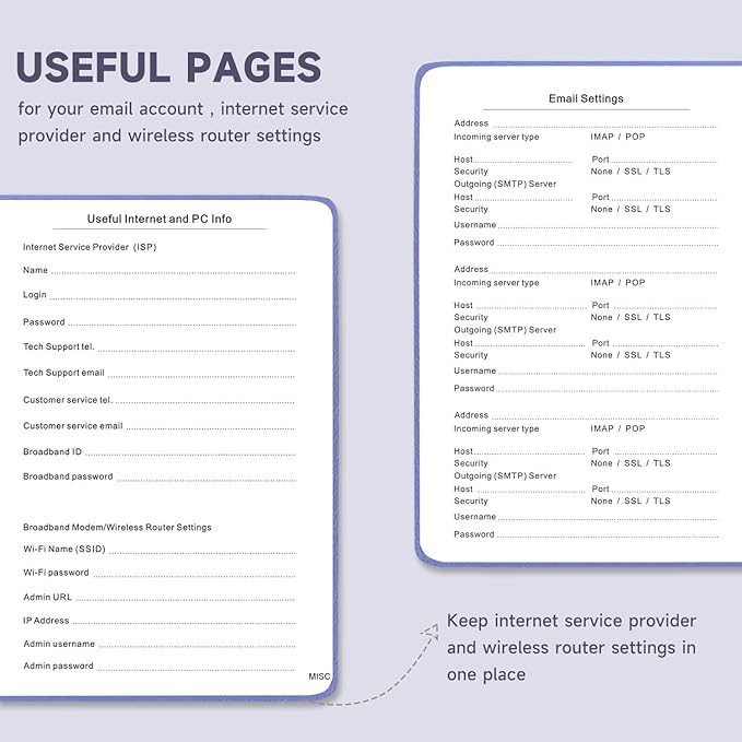 Password Book with Alphabetical Tabs – Hardcover Internet Address & Password Organizer – Password Keeper Notebook for Computer & Website – 7x 10" Log-in Password Journal w/Thick Paper (Lavender)