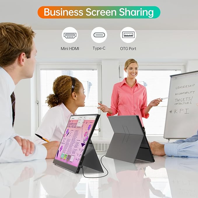 MNN 17.3" Portable Monitor 1080P FHD 144Hz Narrow Edge Laptop Monitor USB C HDMI Gaming Computer IPS HDR Screen for PC Mac Phone Xbox PS5 Switch Laptop w/Smart Cover & Speakers