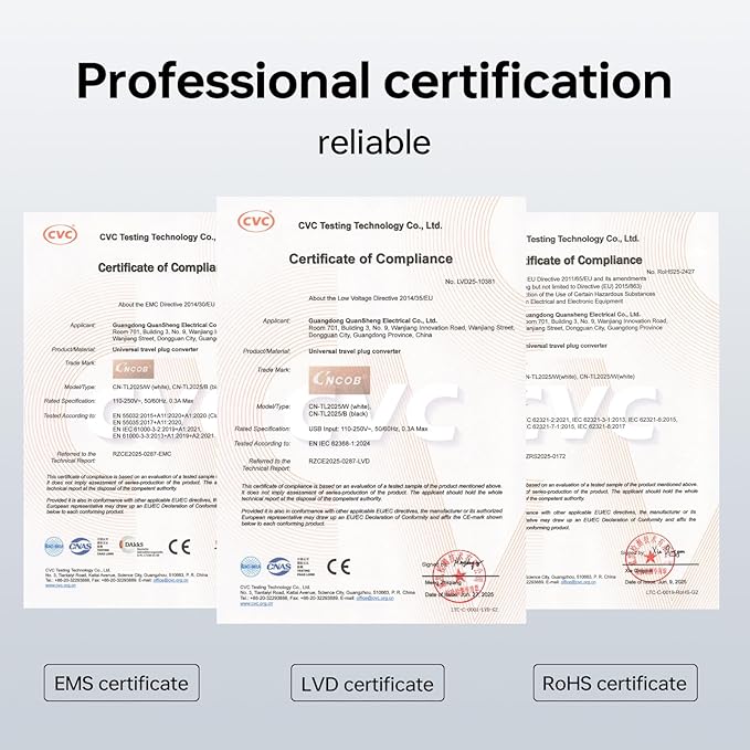 Universal Travel Adapter, 2500W Power Rating, International Plug Set, Dual Type-C Fast Charging Ports