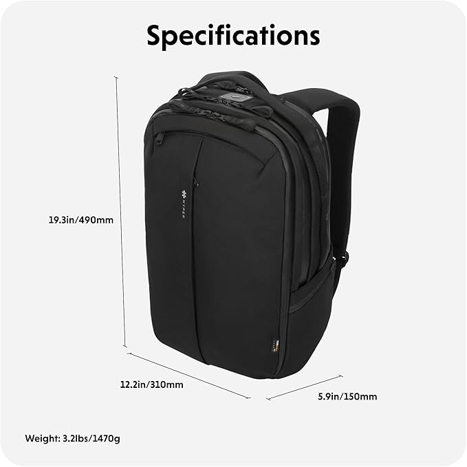 HyperPack Pro 22L Slim Travel Backpack with 'Find My' Compatibility - Fits up to 16” Laptop. Anti Theft w/RFID Protective Pocket.