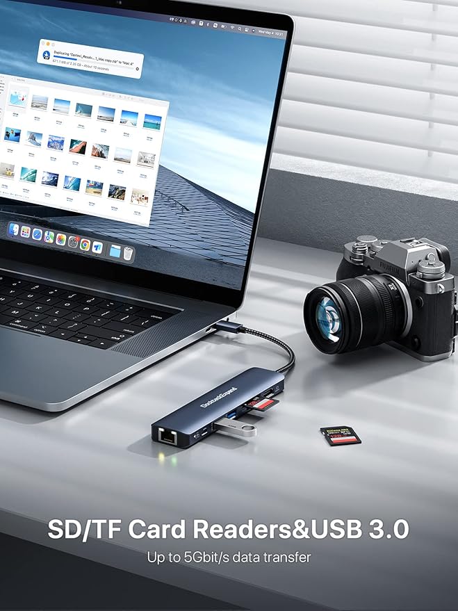 USB C Hub Multiport Adapter, DockteckExpand 7-in-1 Type C Hub with 4K 60Hz HDMI,1Gbps Ethernet,100W PD,2 USB 3.0 Ports,SD/TF Card Slots for MacBook Pro, MacBook Air, iPad Pro, Surface, Steam Deck
