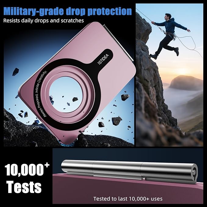 Magnetic Tripod for iPhone, Aluminium Phone Tripod Stand Compatible with Magsafe iPhone 17/16/15/14/13/12 Series, Foldable Strong Magnetic Phone Stand & Portable Phone Holder