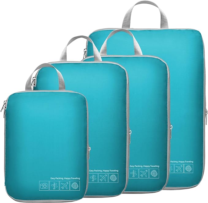 Cambond Compression Packing Cubes for Travel Women - Travel Bags Luggage Organizers Travel Essentials Compression Cubes for Travel Carry on Suitcases Organizer
