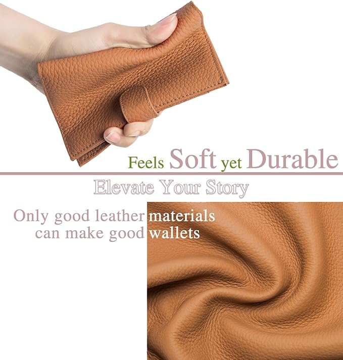 RFID Blocking Leather Passport Wallet for Travel – Passport Holder for Women with Card Slots, Coin Pocket, SIM Card Slot – Slim Genuine Leather Travel Organizer Gift Box (Brown)