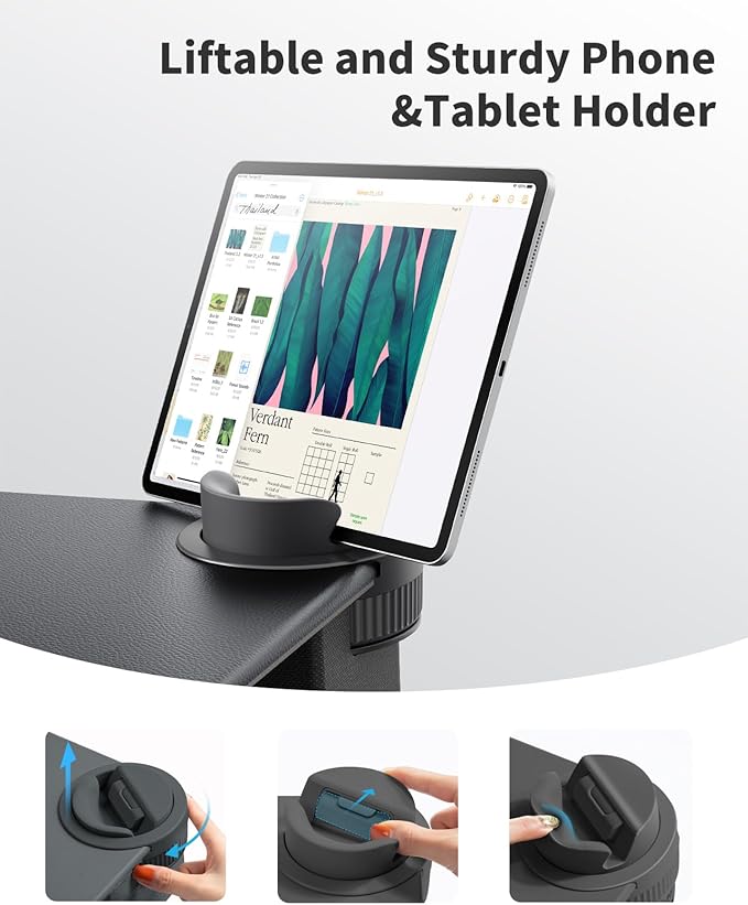 SAIJI Laptop Lap Desk - Fits Up to 17" Laptops, Lightweight Lap Tray Table Stand with Soft Leather Wrist Pad, External Monitor Holder, Lap Desk with Cushion for Home Office Working/Gaming On Couch