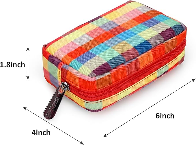E-Tree Cute Small Makeup Bag, Cosmetic Toiletry Skin Care Make up Little Items Pouch for Purse,Zipper Mini Tech Charger Cable Electronic Organizer Case,Travel Accessories,Checkered Colorful