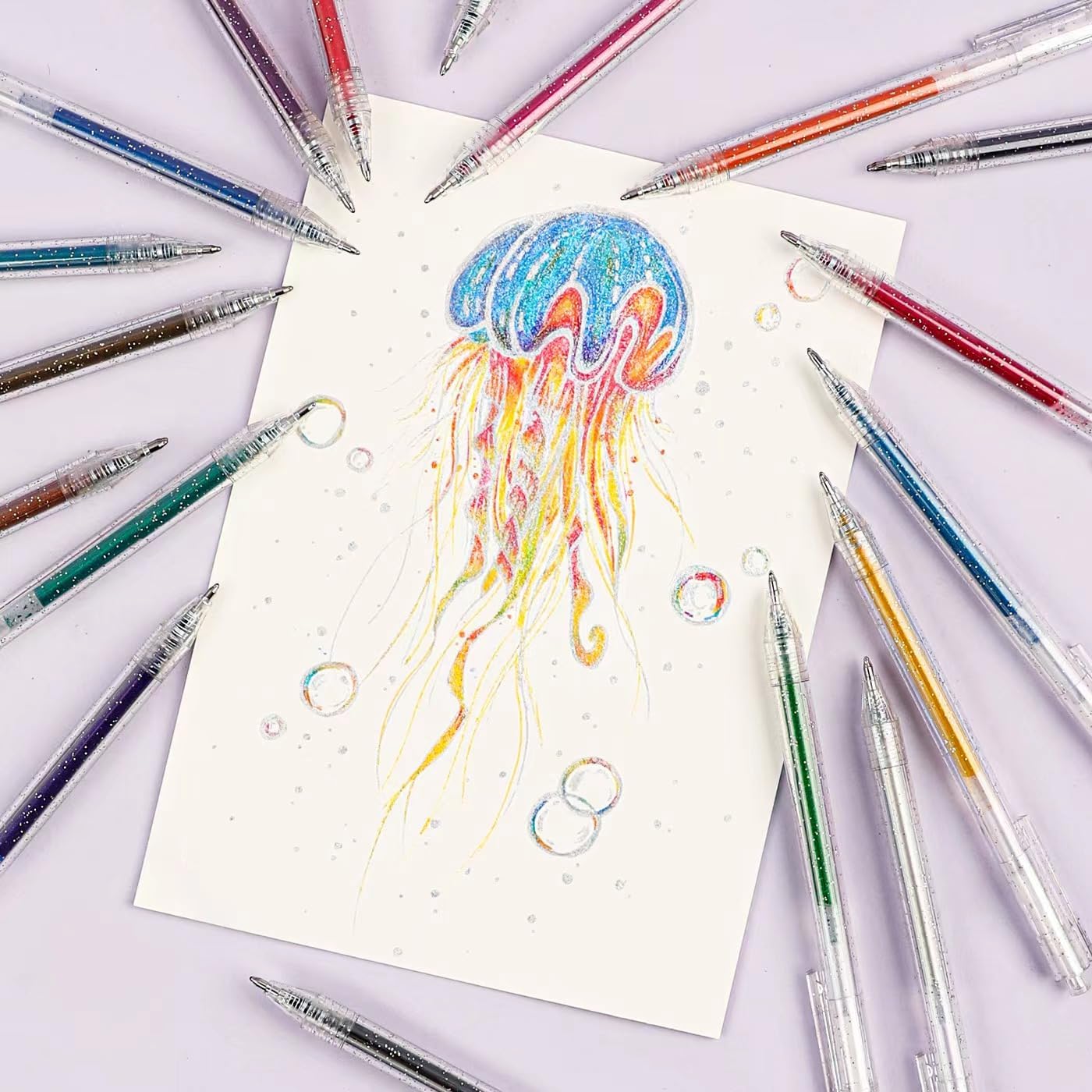 Glitter Gel Pens 18 Colors, Metallic Vibrant Sparkle Gel Pens for Coloring, Retractable Sparkle Glitter Pens for Adults,Colored Gel Pens for Adult Coloring Books and Drawing