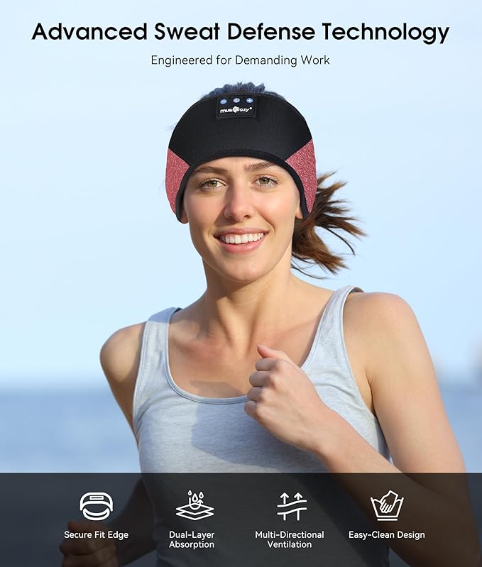 MUSICOZY Sleep Headphones Bluetooth 5.4 Headband, Wireless Earphones Music Sleep Earbuds Sleeping Eye Mask with HD Stereo Speakers for Workout Running Travel Yoga, Ideal Gifts for Women Men