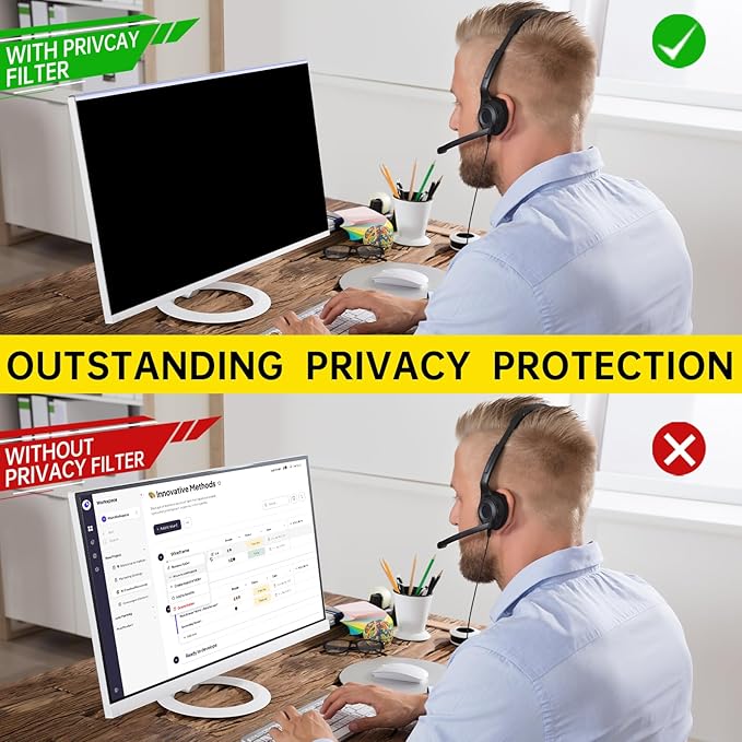 21.5 Inch Computer Privacy Screen for 16:9 Computer Monitor, Anti-Blue Light Monitor Privacy Screen Filter, Anti-UV Computer Screen Privacy Shield