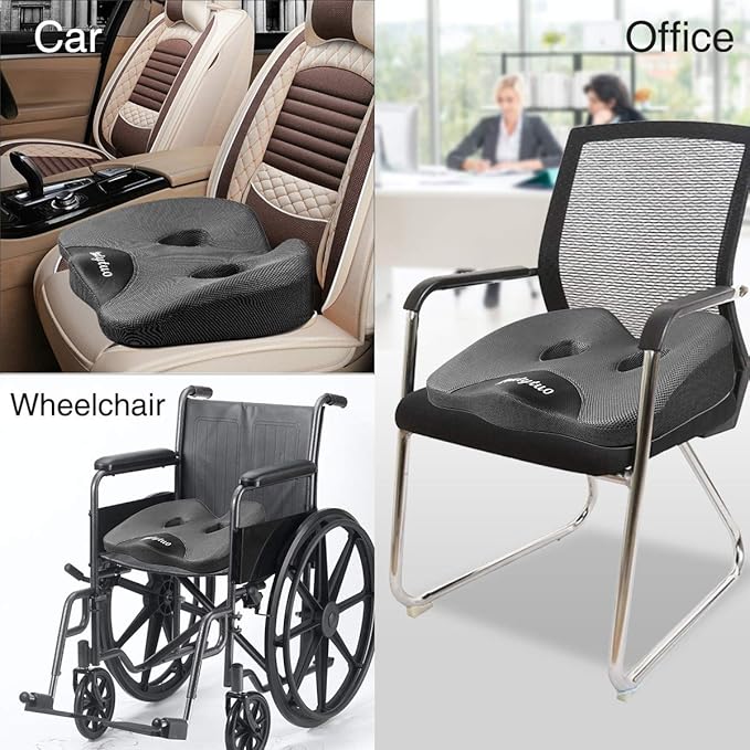 LOUTYTUO Seat Cushion Pillow,100% Memory Foam and Washable Cover,for Office Chair,Car Seat and Wheelchair,Tailbone & Sciatica & Back Pain Relief