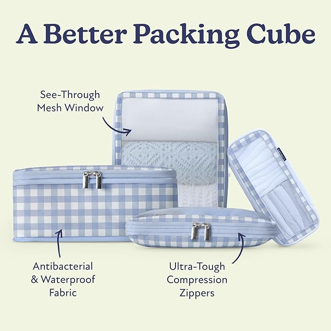 Vandel Space-Saving Compression Packing Cubes for Women, Men, Compressible Carry On Suit Case Organizer Luggage Packing Cubes for Travel Organizer Bags for Luggage and Backpacks, Suitcase Cube
