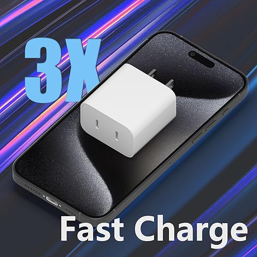 3Pack USB C Charger Block,Dual PD Port Type-C Fast Travel Charging Plug Power Adapter Compatible with iPhone iPad,Galaxy, Pixel 4/3 and More