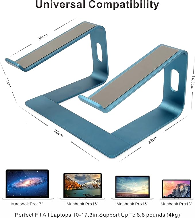 Laptop Stand,Ergonomic Aluminum Laptop Mount,Detachable Laptop Riser,Notebook Holder Compatible with MacBook Pro/Air HP Lenovo Samsung,Dell,All 10-17.3" Laptops (Deep Sea Blue)
