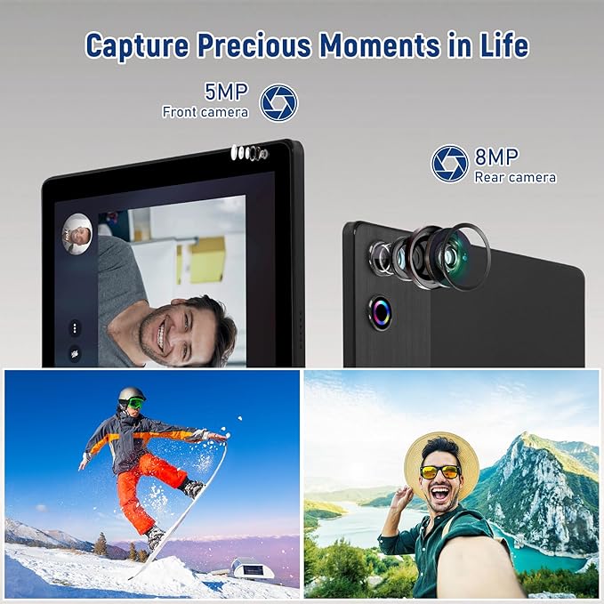 Tablet, 10.4 inch Android 14 Tablet with 16GB RAM 128GB ROM 1TB TF Card Expandable Octa-Core, Widevine L1, 1280 * 800 HD Touchscreen, Face ID, Wi-Fi 6, Fast Charging