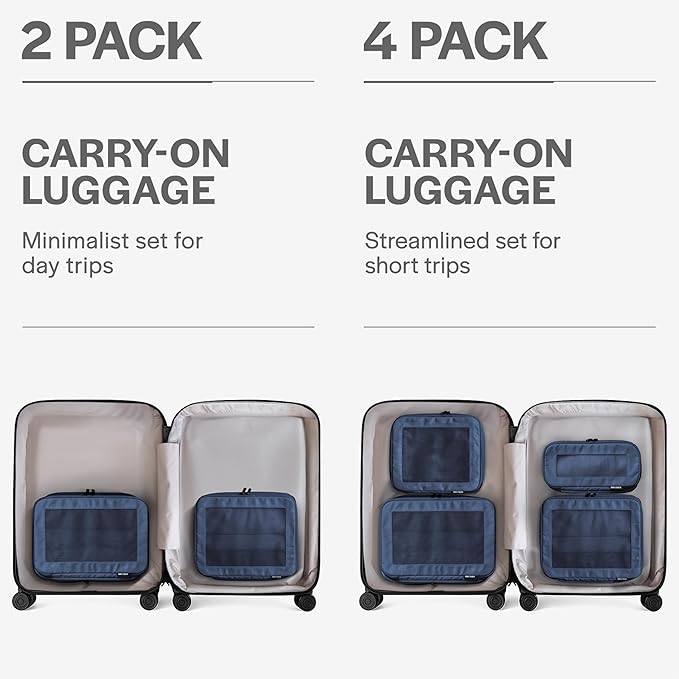 Compression Packing Cubes for Travel - Luggage Organizer Bags - Double Zipper Packing Cubes for Suitcases (2-Pack, Dark Blue)