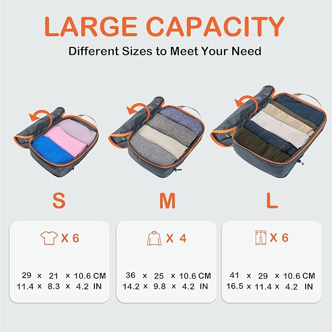 Cipway Compression Packing Cubes, Ultralight Luggage Organizer Bags, Travel Essentials for Carry on Suitcase (3 Piece,Gray)